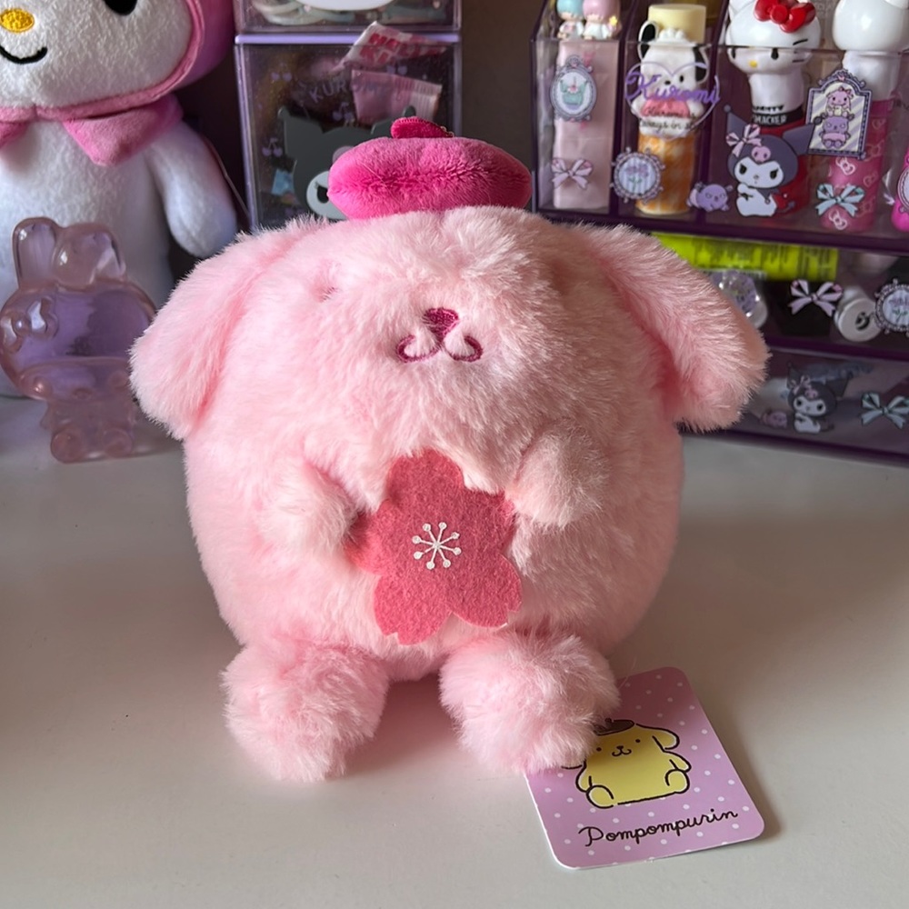 Sakura Pom Pom Purrin keychain plush